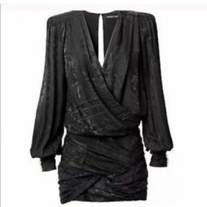 Balmain x H&M Black Long-Sleeve Wrap-Style Mini Dress